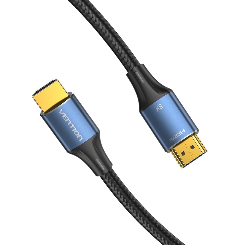 Vention HDMI 2,1 Kablo 8K 60Hz 4K 120Hz 48Gbps Pamuk Örgülü Alüminyum Alaşım Mavi 2m - ALG