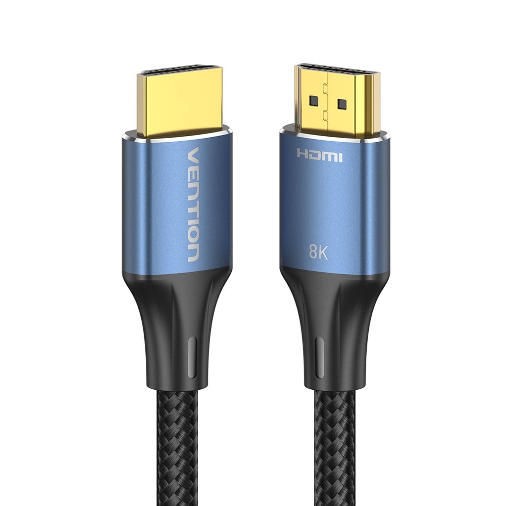 Vention HDMI 2,1 Kablo 8K 60Hz 4K 120Hz 48Gbps Pamuk Örgülü Alüminyum Alaşım Mavi 2m - ALG