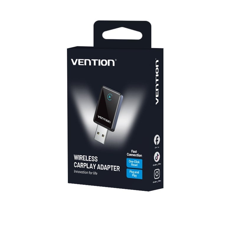 Vention Kablosuz Carplay ve Android Auto Dönüştürücü Adaptör Metal Gri - KRY