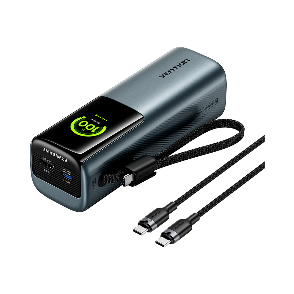 Vention Powerhive Serisi 27000mAh 200W Powerbank TFT Renkli Ekranlı, Hızlı Şarjlı ve Dahili Kablolu - FKG