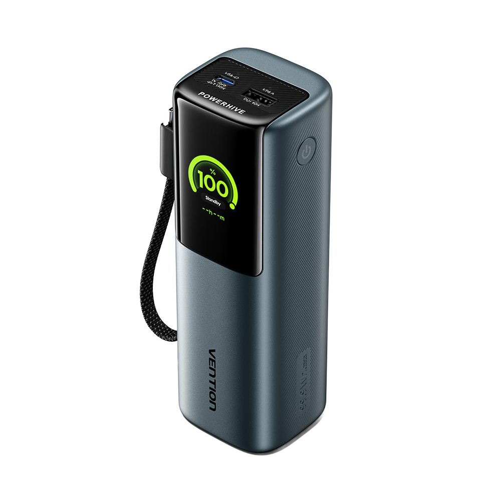 Vention Powerhive Serisi 27000mAh 200W Powerbank TFT Renkli Ekranlı, Hızlı Şarjlı ve Dahili Kablolu - FKG