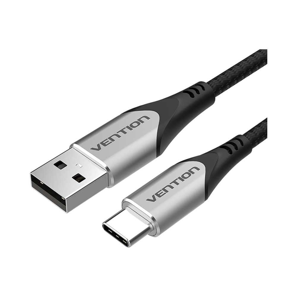 Vention USB 2,0 Type-A - Type-C 3A 60W Pamuk Örgülü Hızlı Şarj ve Data Kablosu 1m Gri - COD