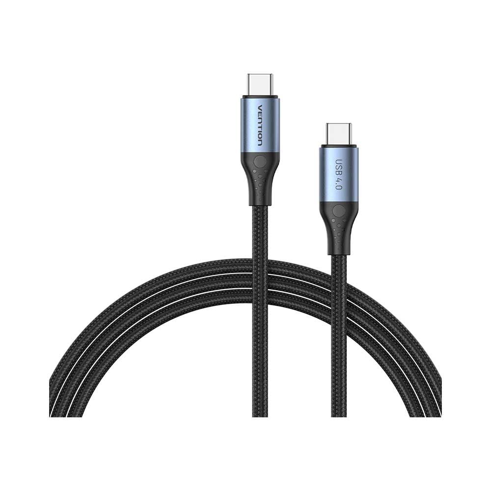 Vention USB 4.0 Tip-C 240W 5A Ultra Hızlı Şarj ve 8K Görüntü Aktarım Kablosu Pamuk Örgülü 1m Gri - TAV