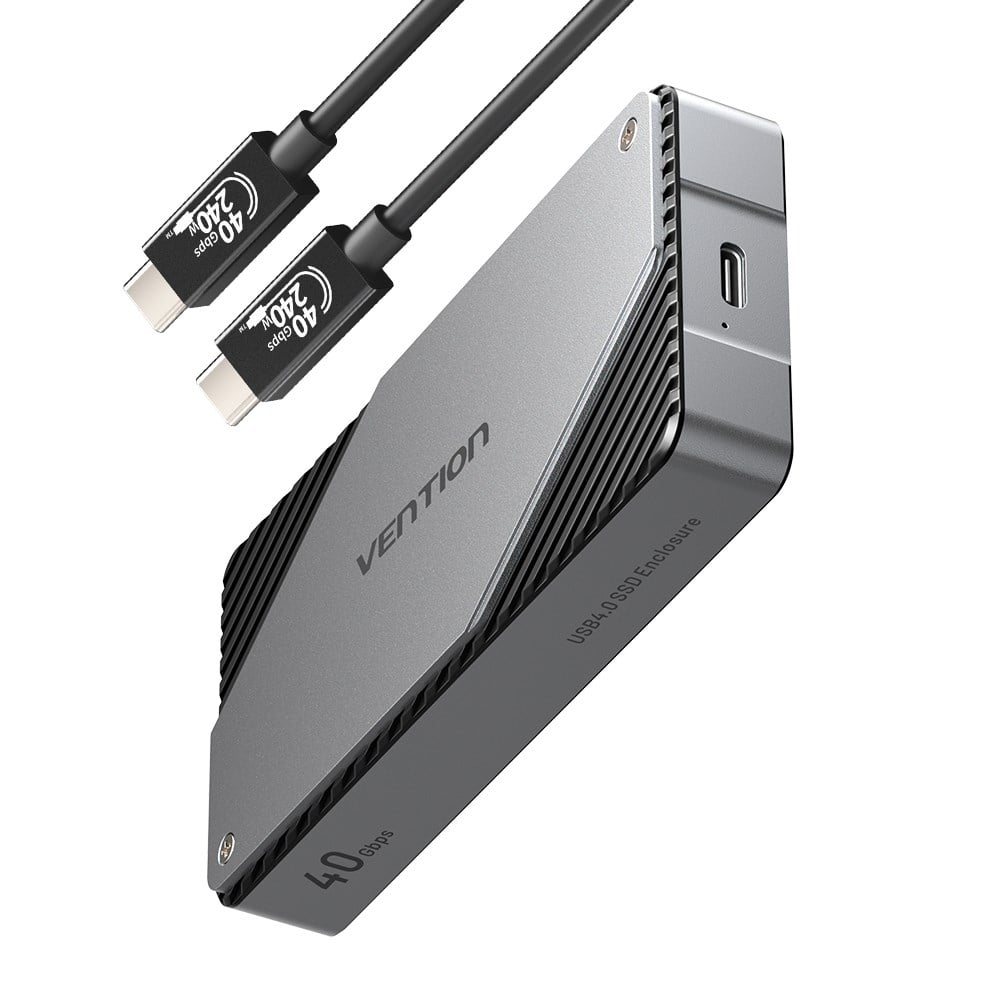 Vention USB 4,0 Thunderbolt 4 / 3 Uyumlu M.2 NVMe SSD Kutusu Alüminyum Alaşım 40Gbps Tip-C Aktif Fan Soğutmalı Gri - KPZ