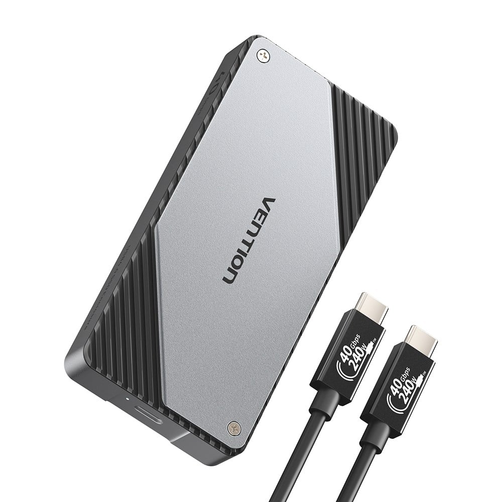 Vention USB 4,0 Thunderbolt 4 / 3 Uyumlu M.2 NVMe SSD Kutusu Alüminyum Alaşım 40Gbps Tip-C Aktif Fan Soğutmalı Gri - KPZ