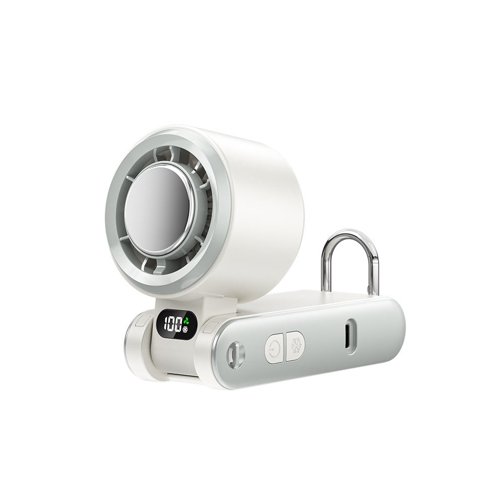 Vention USB 5V Yüksek Hızlı Şarjlı El Fanı, Süperiletken Metal Soğutma Panelli, 13000 RPM Turbofan, 100 Kademeli Ayarlanabilir Hız, Beyaz LED Ekranlı, 180° Katlanabilir Taşınabilir El Vantilatörü, Beyaz - PBC