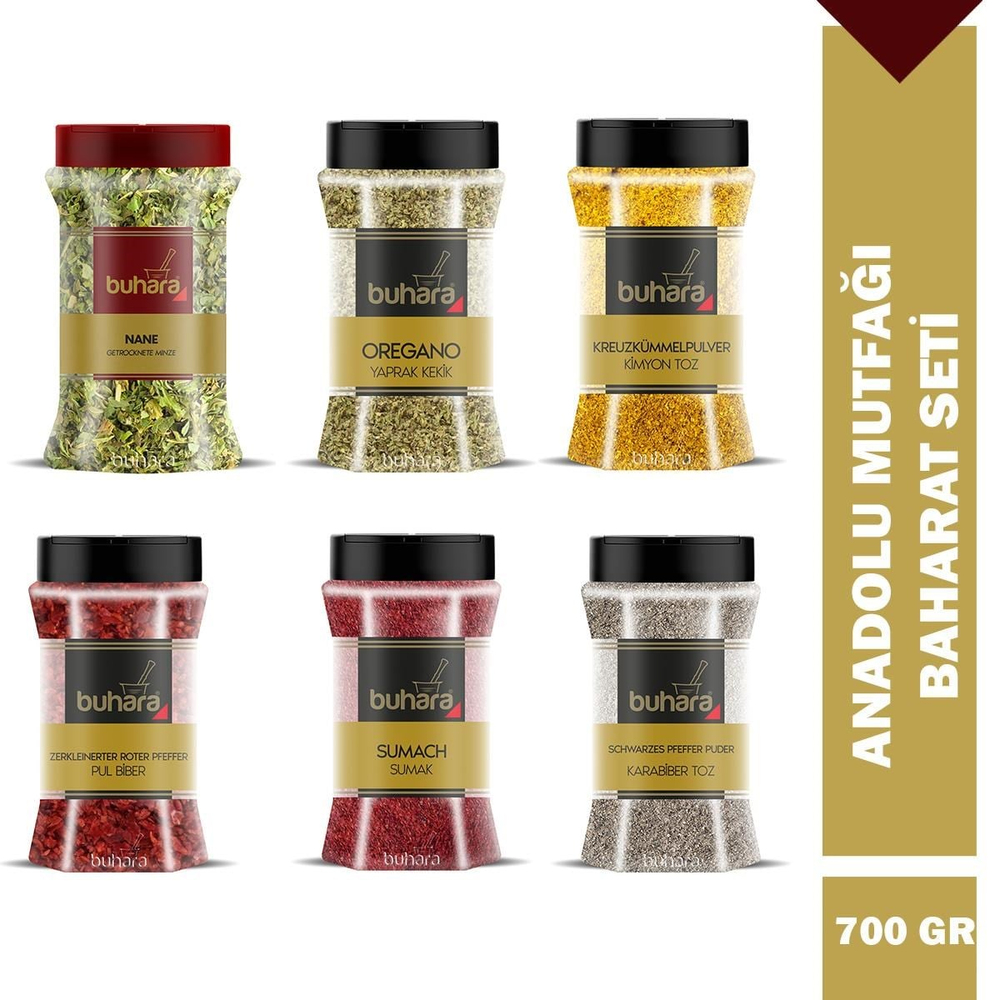 BUHARA ANADOLU MUTFAĞI BAHARATI 6lı SET 700 Gr