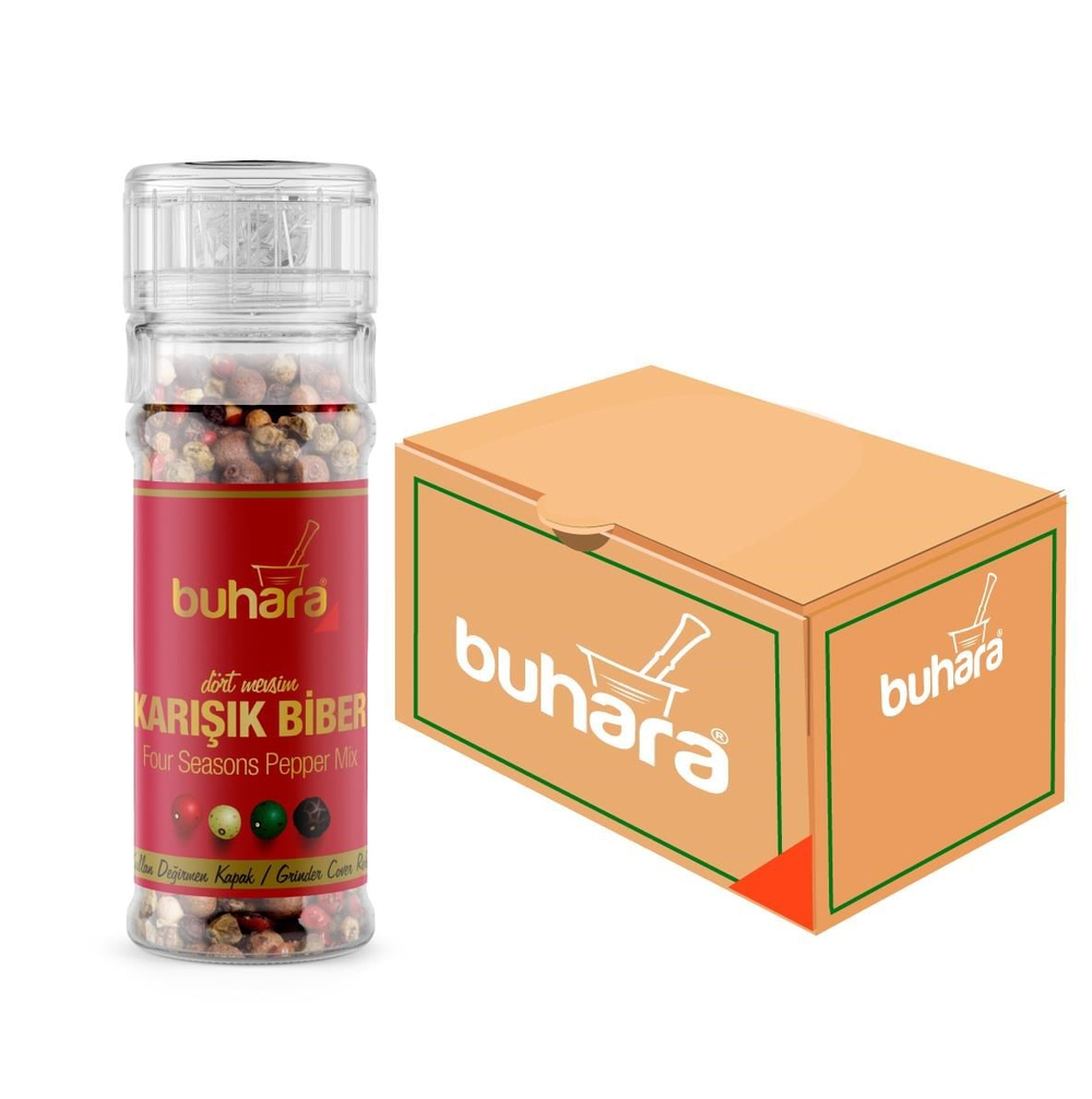 BUHARA TOPTAN 4 MEVSİM KARIŞIK BİBER CAM DEĞİRMEN 40 GR x 15 Ad.  - BUHARA