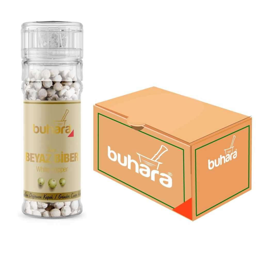 BUHARA TOPTAN BEYAZ BİBER TANE CAM DEĞİRMEN 50 GR x 15 Ad.  - BUHARA