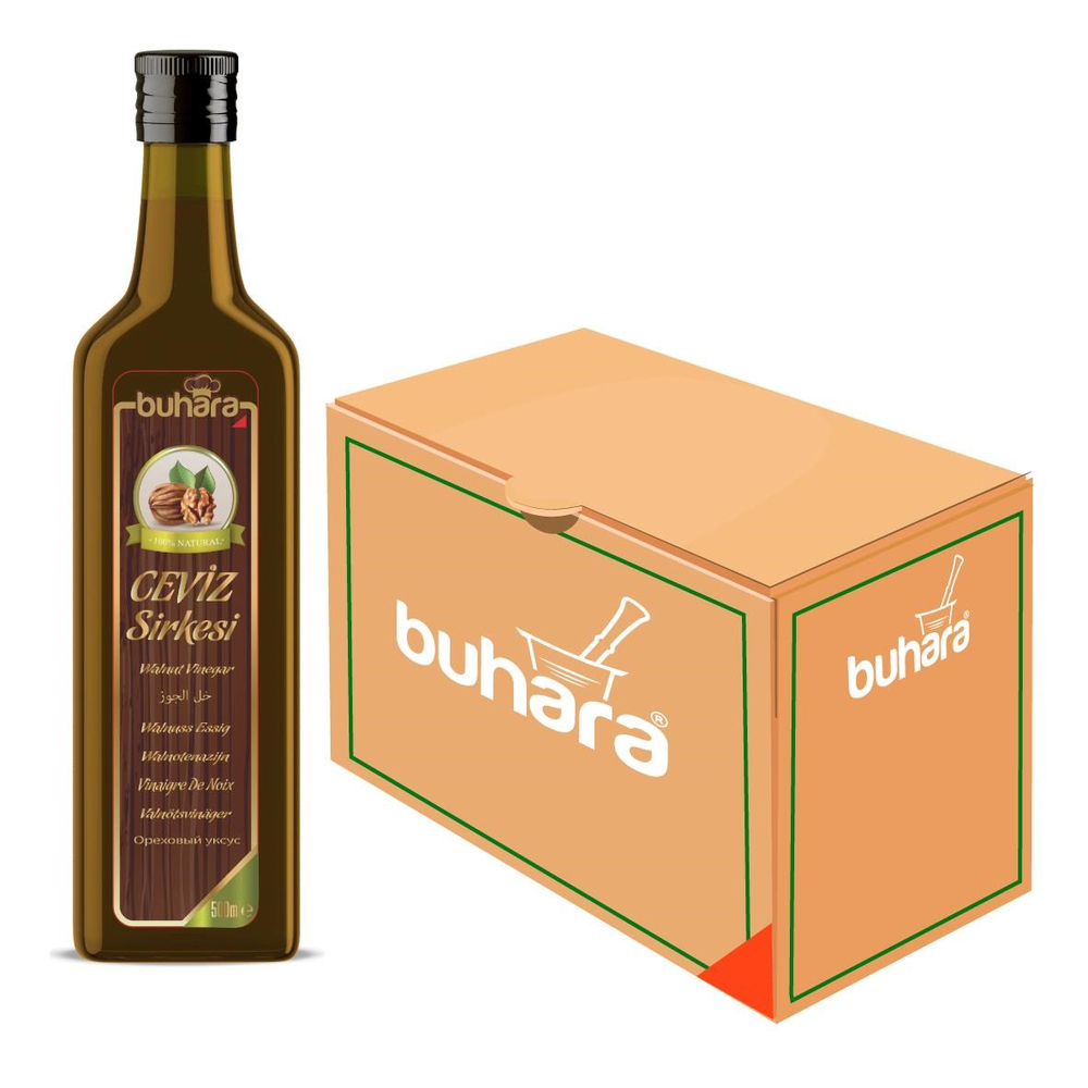 BUHARA TOPTAN CEVİZ SİRKESİ CAM ŞİŞE 500 ML x 12 Ad. - BUHARA