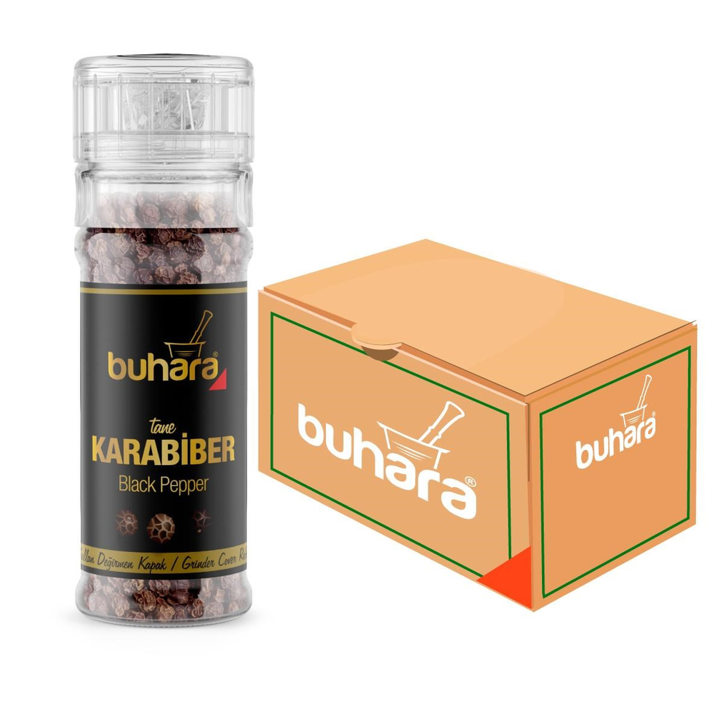 BUHARA TOPTAN KARABİBER TANE CAM DEĞİRMEN   50 GR x 15 Ad. - BUHARA