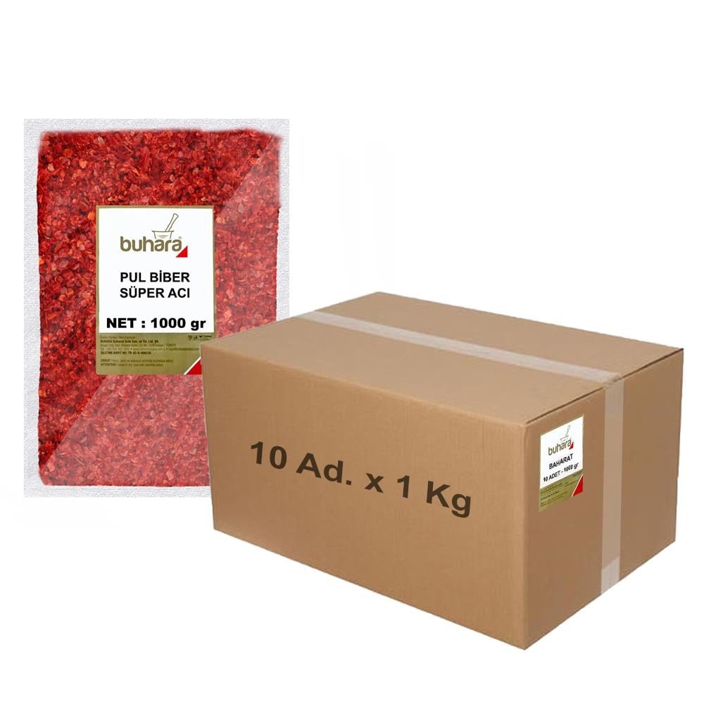 BUHARA TOPTAN SÜPER ACI PULBİBER 1 KG x 10 Ad - 10 KG - BUHARA