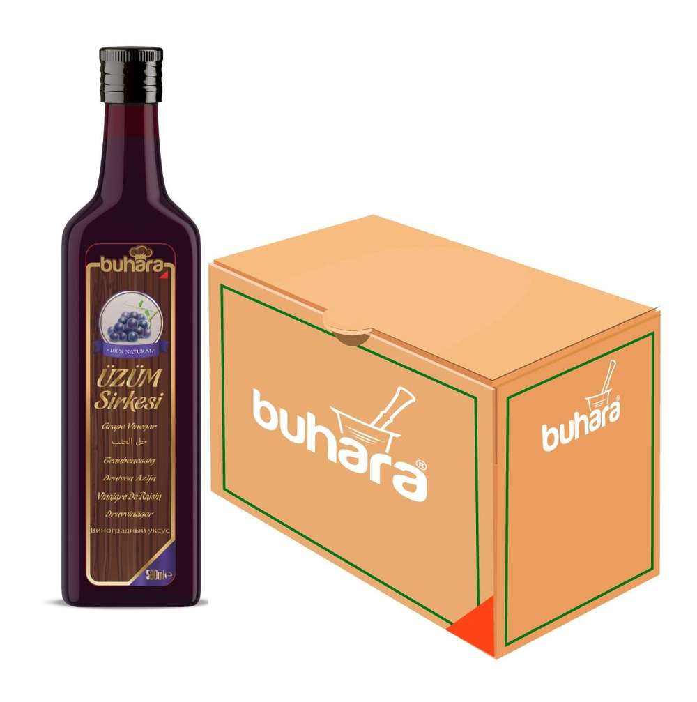 BUHARA TOPTAN ÜZÜM SİRKESİ CAM ŞİŞE 500 ML x 12 Ad. - BUHARA