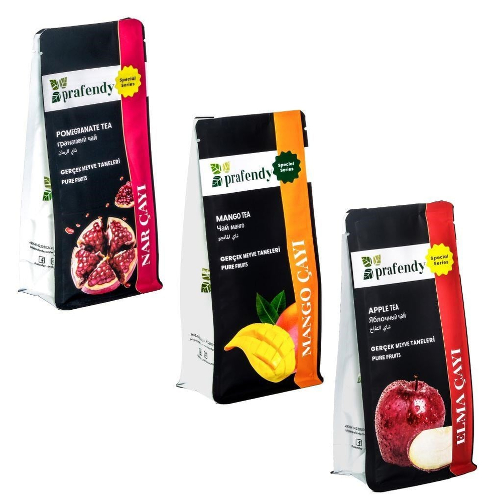 PRAFENDY NAR - MANGO - ELMA ÇAYI, GERÇEK MEYVE TANELİ 3 x 250 Gr - PRAFENDY