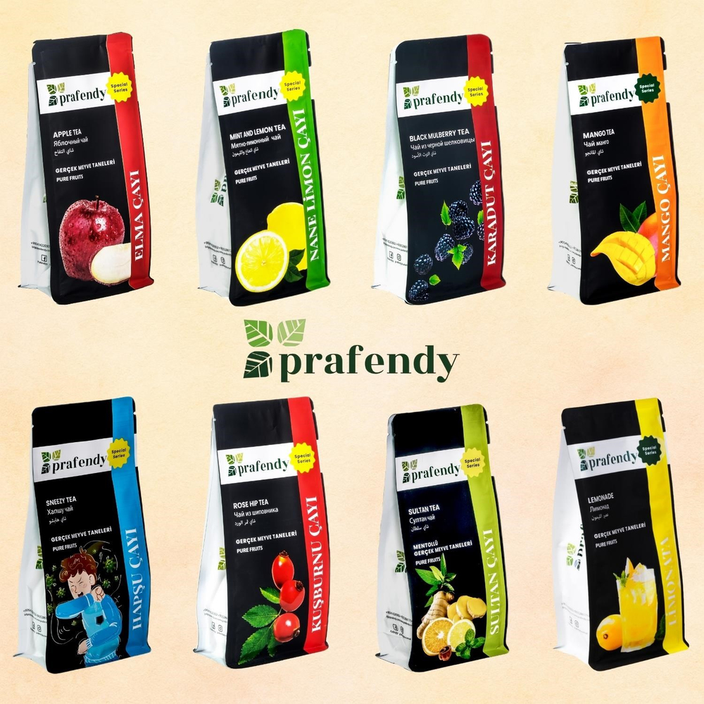 Prafendy Sultan Çayı 250g - Gerçek Meyve Taneli Yoğun Mentollü Bitki & Meyve Çayı (Toz)