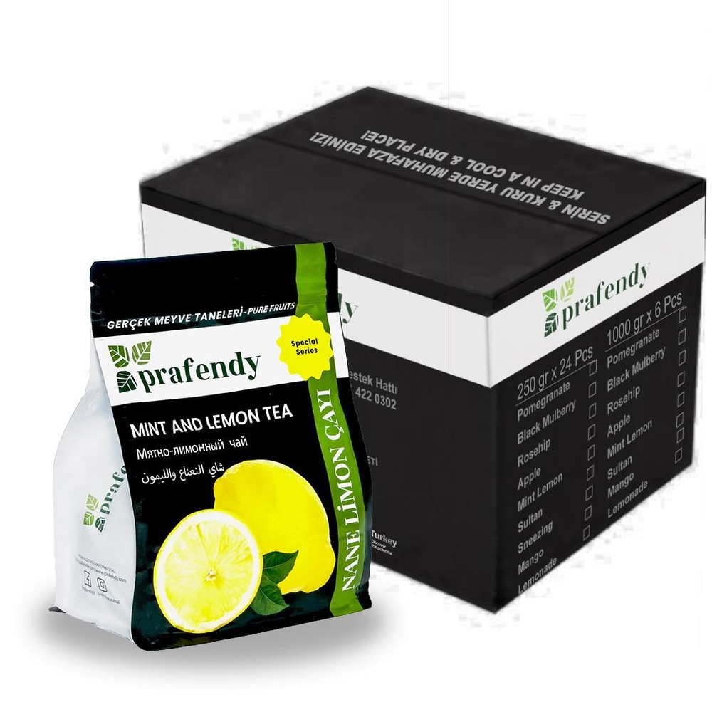 PRAFENDY TOPTAN NANE LİMON ÇAYI GERÇEK MEYVE TANELİ 1 Kg x 6 Ad.