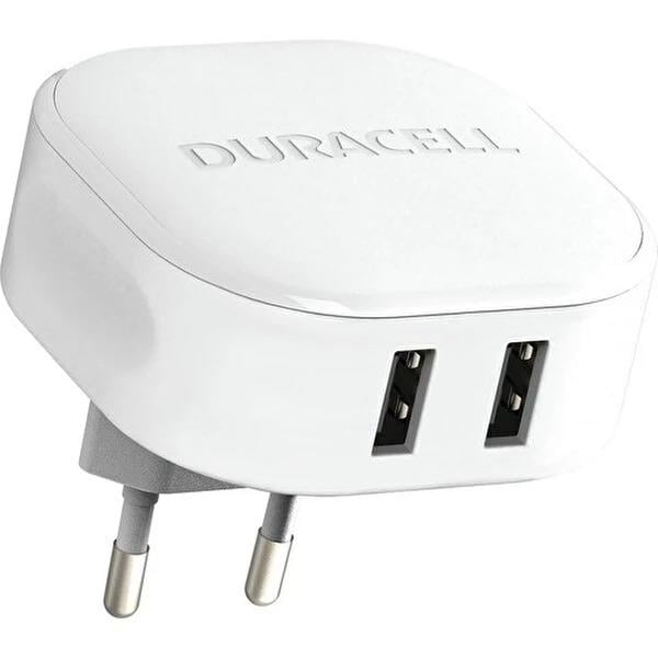Duracell 24W 2xUSB 2X5V/2.4A Beyaz Telefon Tablet Şarj Başlığı