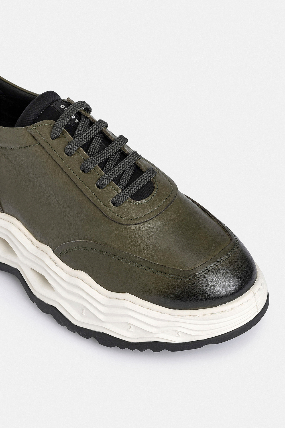 %100 Deri Esnek Tabanlı Haki Erkek Sneaker Ayakkabı