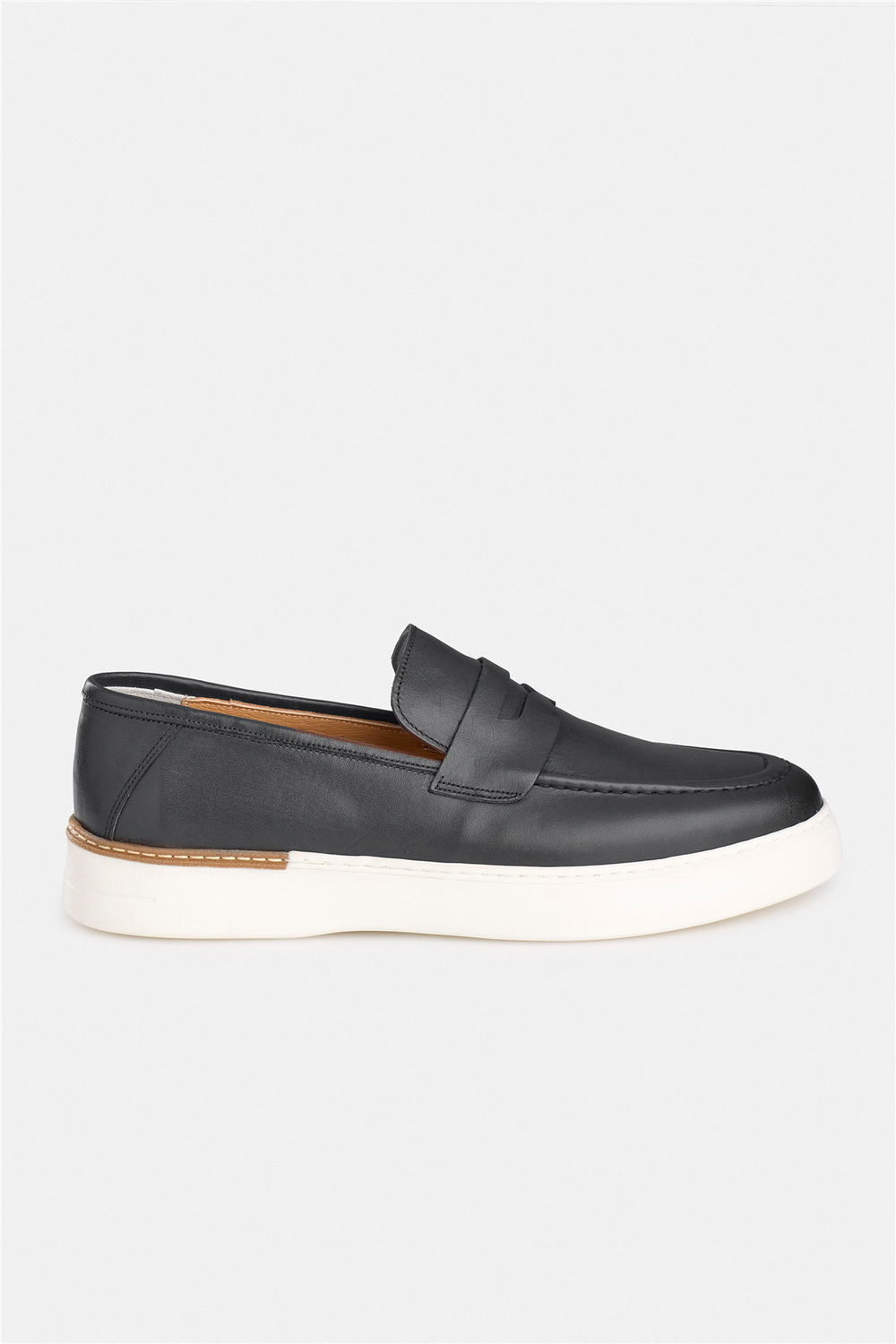 %100 Dana Derisi Siyah Loafer Ayakkabı