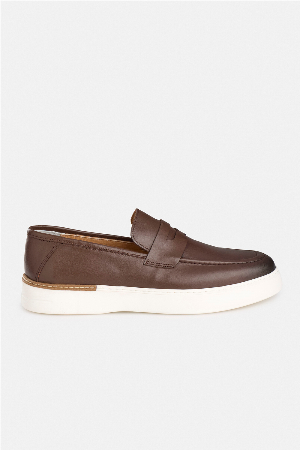%100 Dana Derisi Kahverengi Loafer Ayakkabı