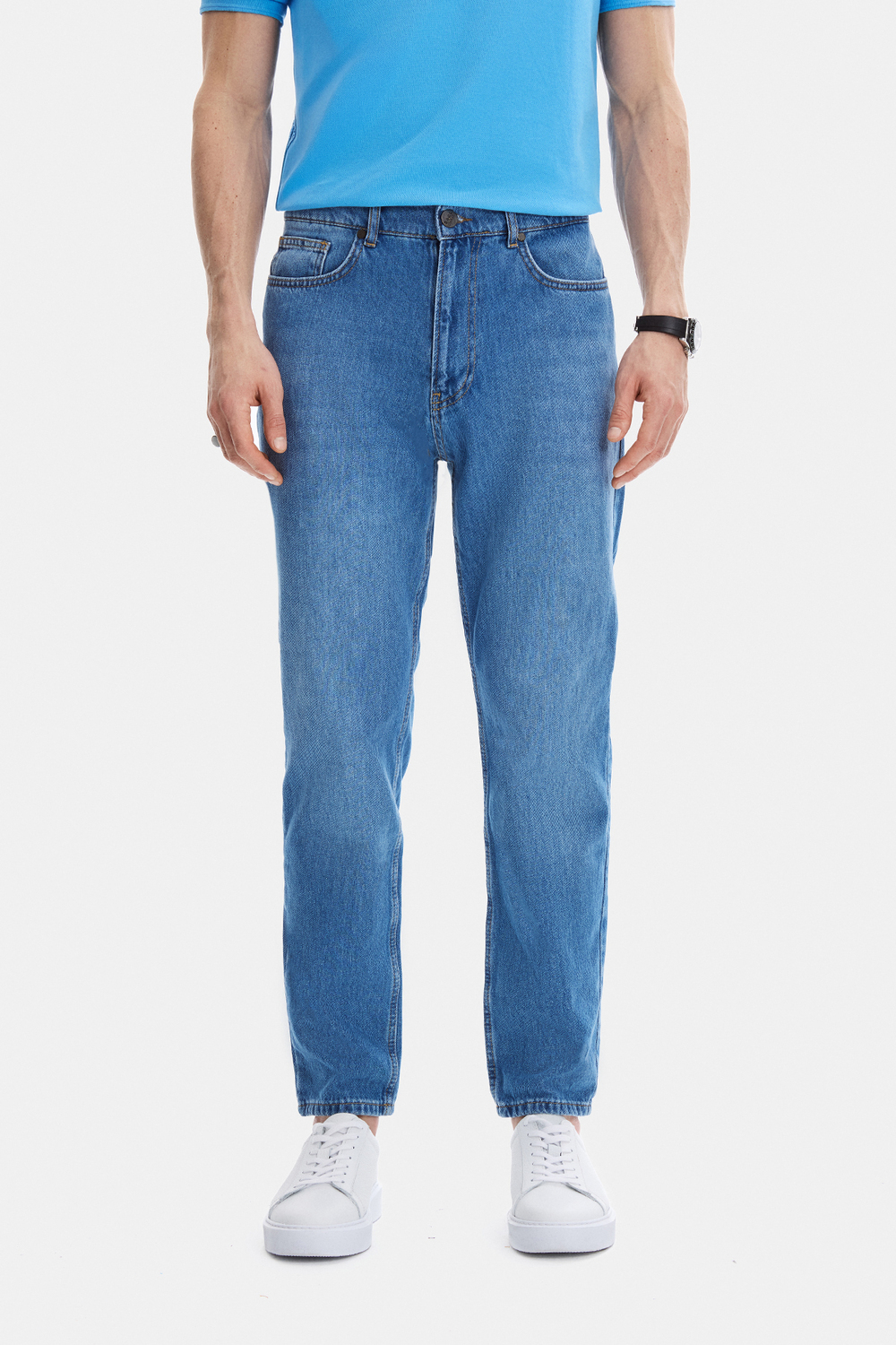 Açık Lacivert Tapered Fit Denim Pantolon