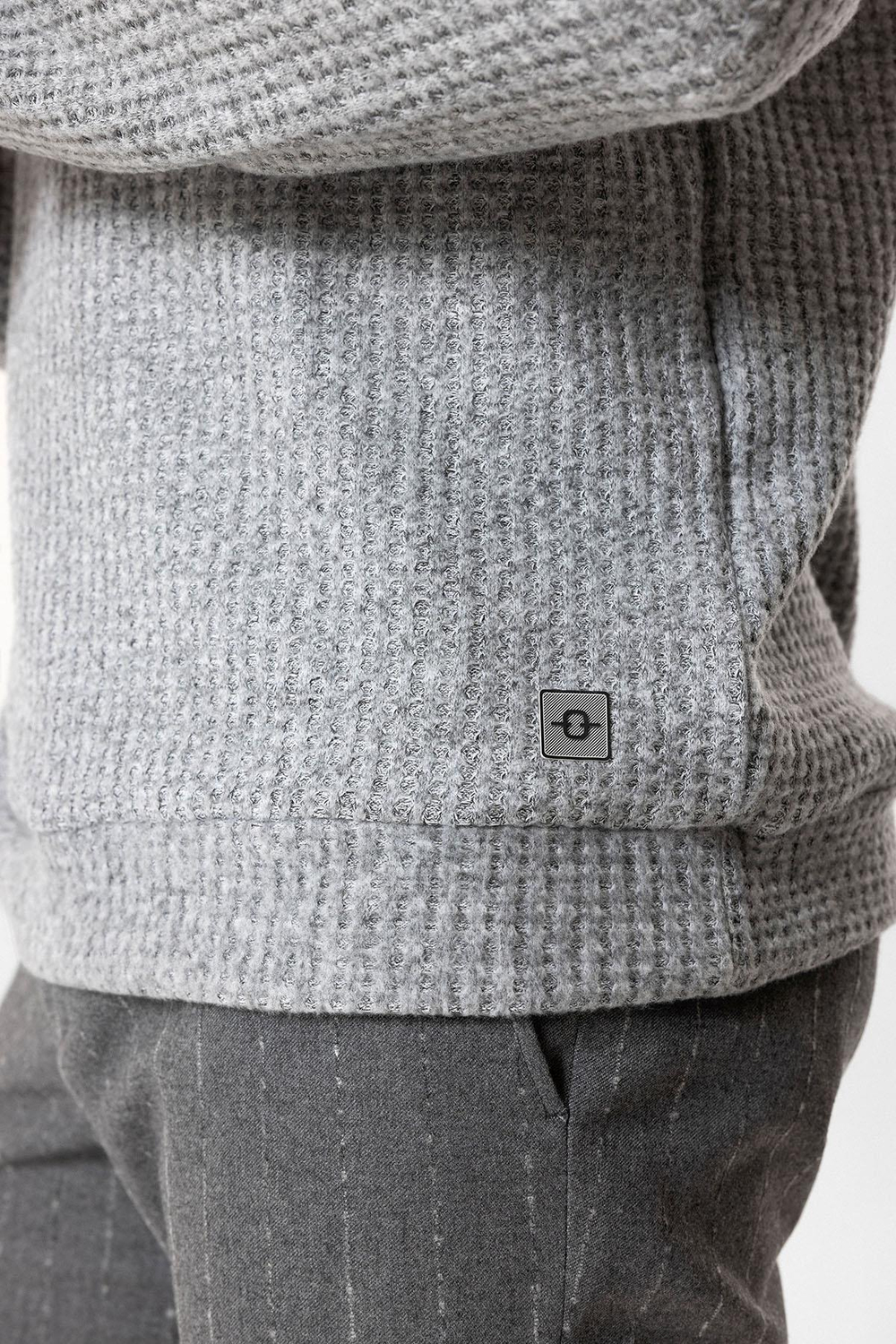 Gri Regular Fit Desenli Bisiklet Yaka Sweatshirt