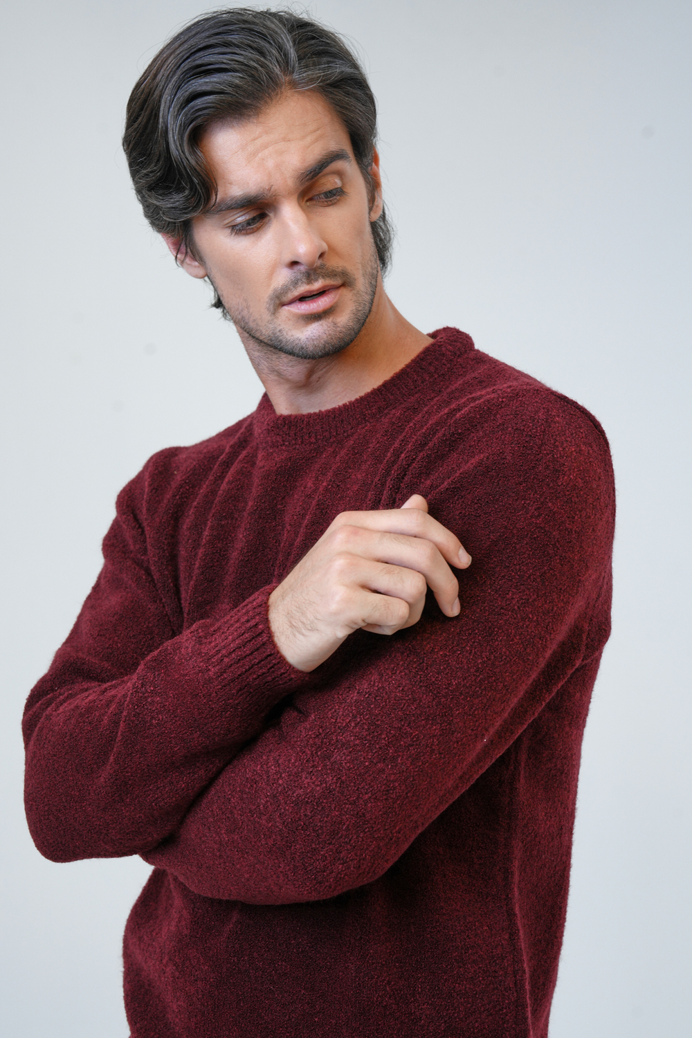 Bordo Regular Fit Bisiklet Yaka Triko Kazak