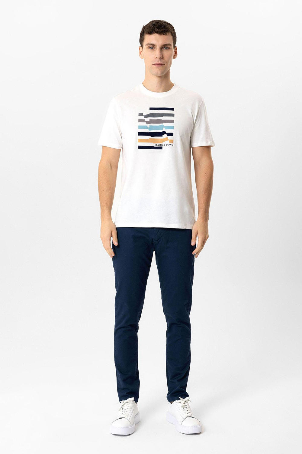 Lacivert Slim Fit Pamuklu Yan Cep Chino Pantolon