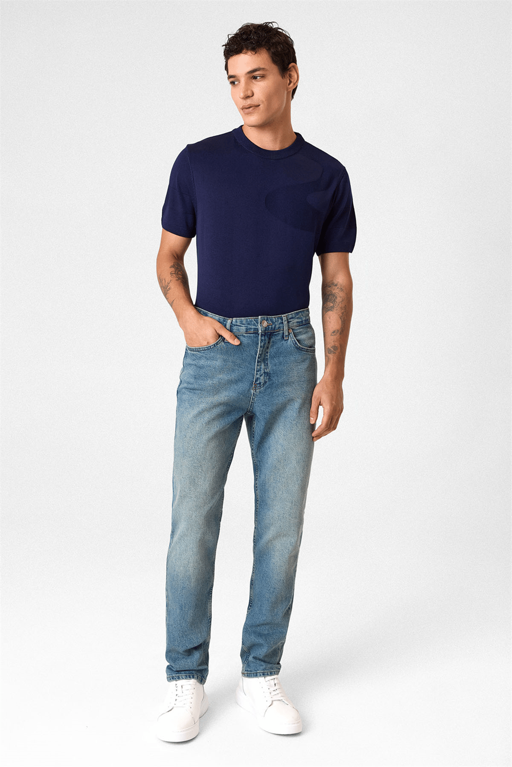 Açık Lacivert Denim Pantolon