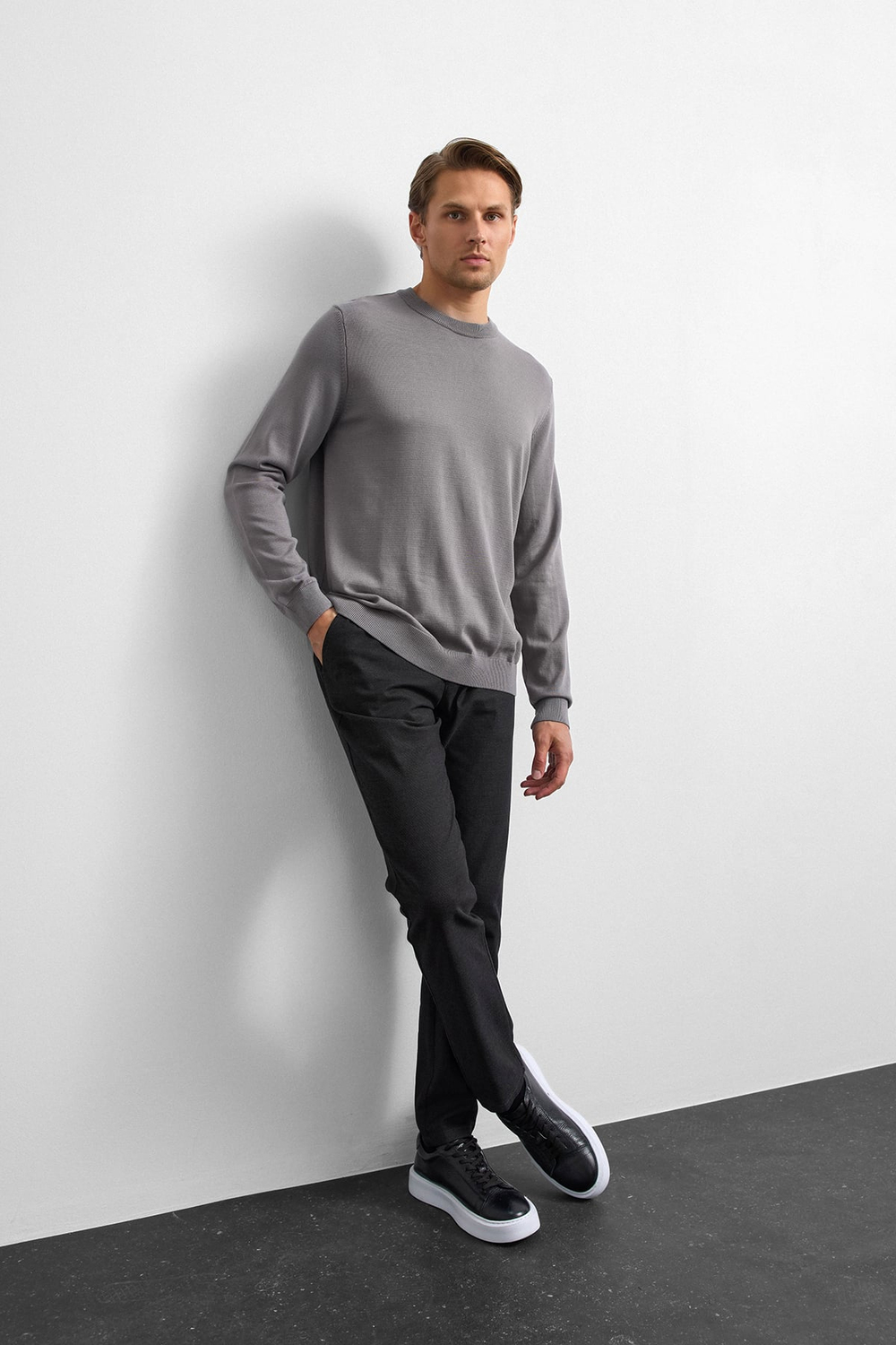 Gri Regular Fit Triko Kazak