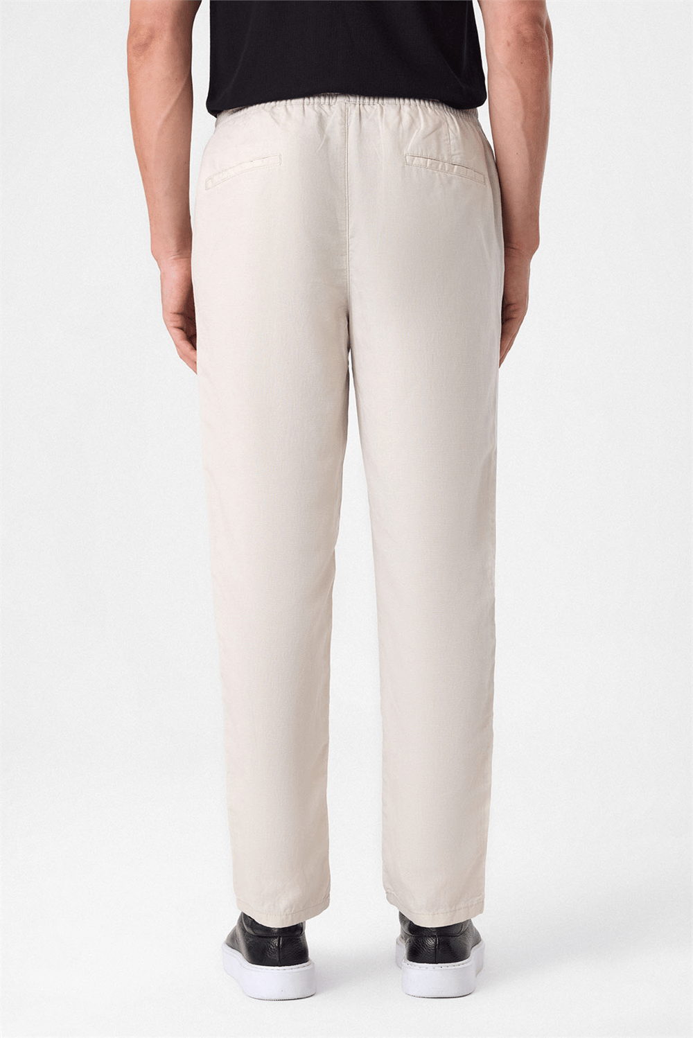 Beli Lastikli Rahat Kalıp Krem Jogger Pantolon