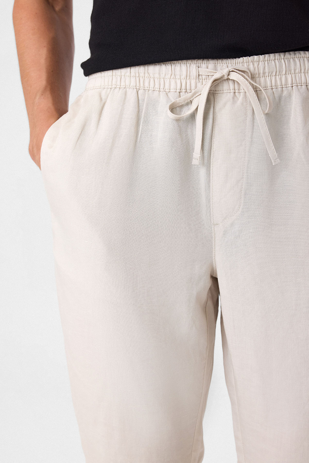 Beli Lastikli Rahat Kalıp Krem Jogger Pantolon