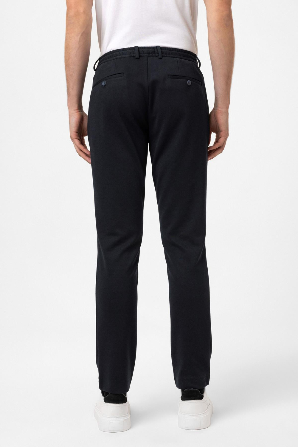 Lacivert Slim Fit Beli Bağcıklı Jogger Pantolon