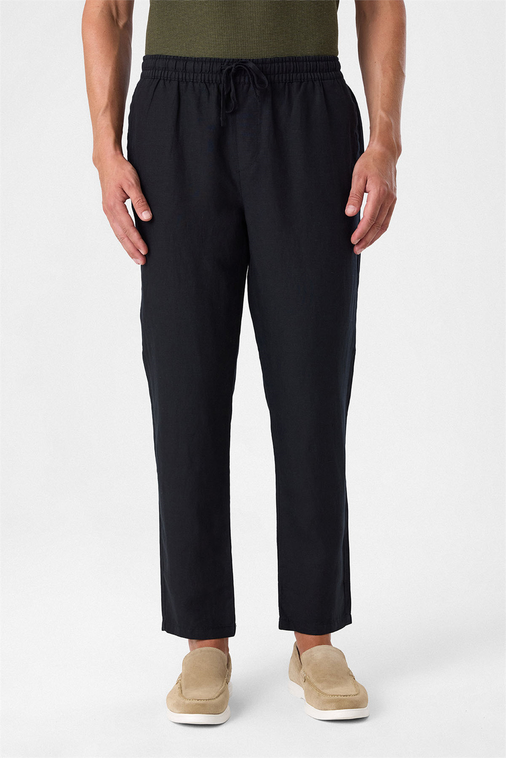 Beli Lastikli Rahat Kalıp Siyah Jogger Pantolon