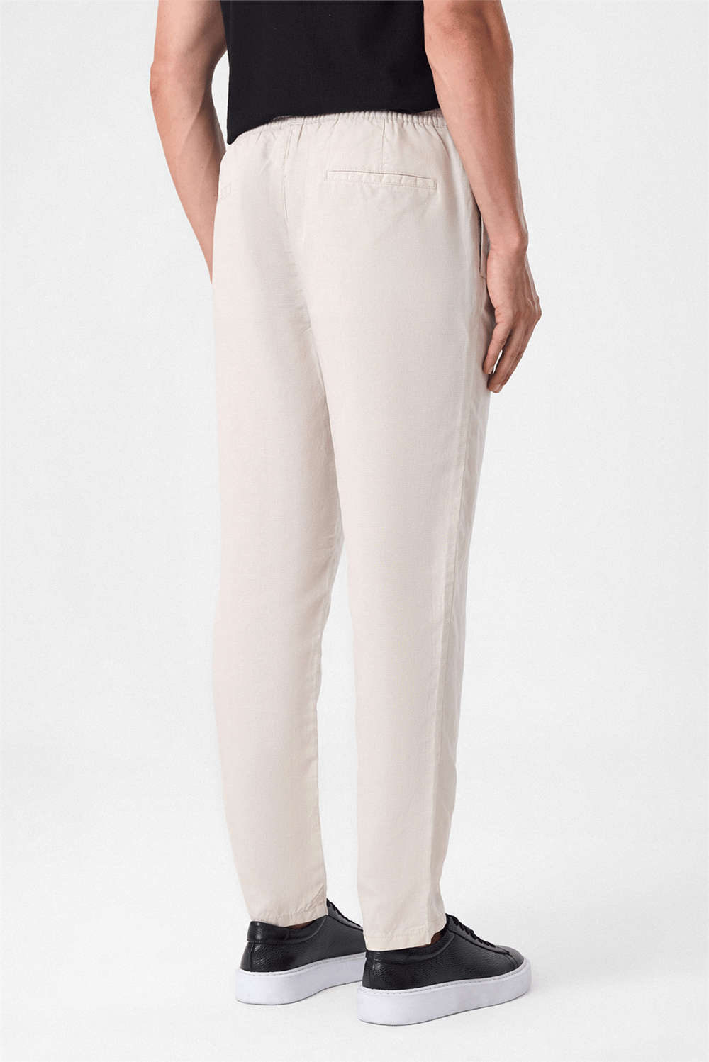 Beli Lastikli Rahat Kalıp Krem Jogger Pantolon
