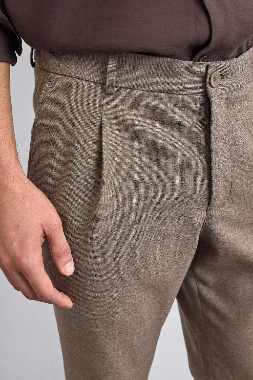 Beli Lastikli Açık Kahve Cepli Jogger Pantolon