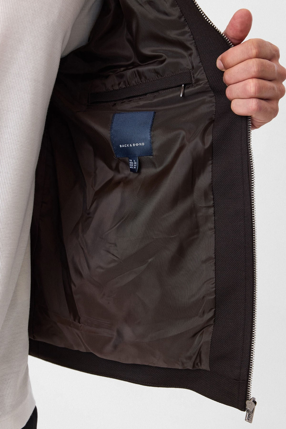 Kahve Regular Fit Fermuarlı Diagonel Mont