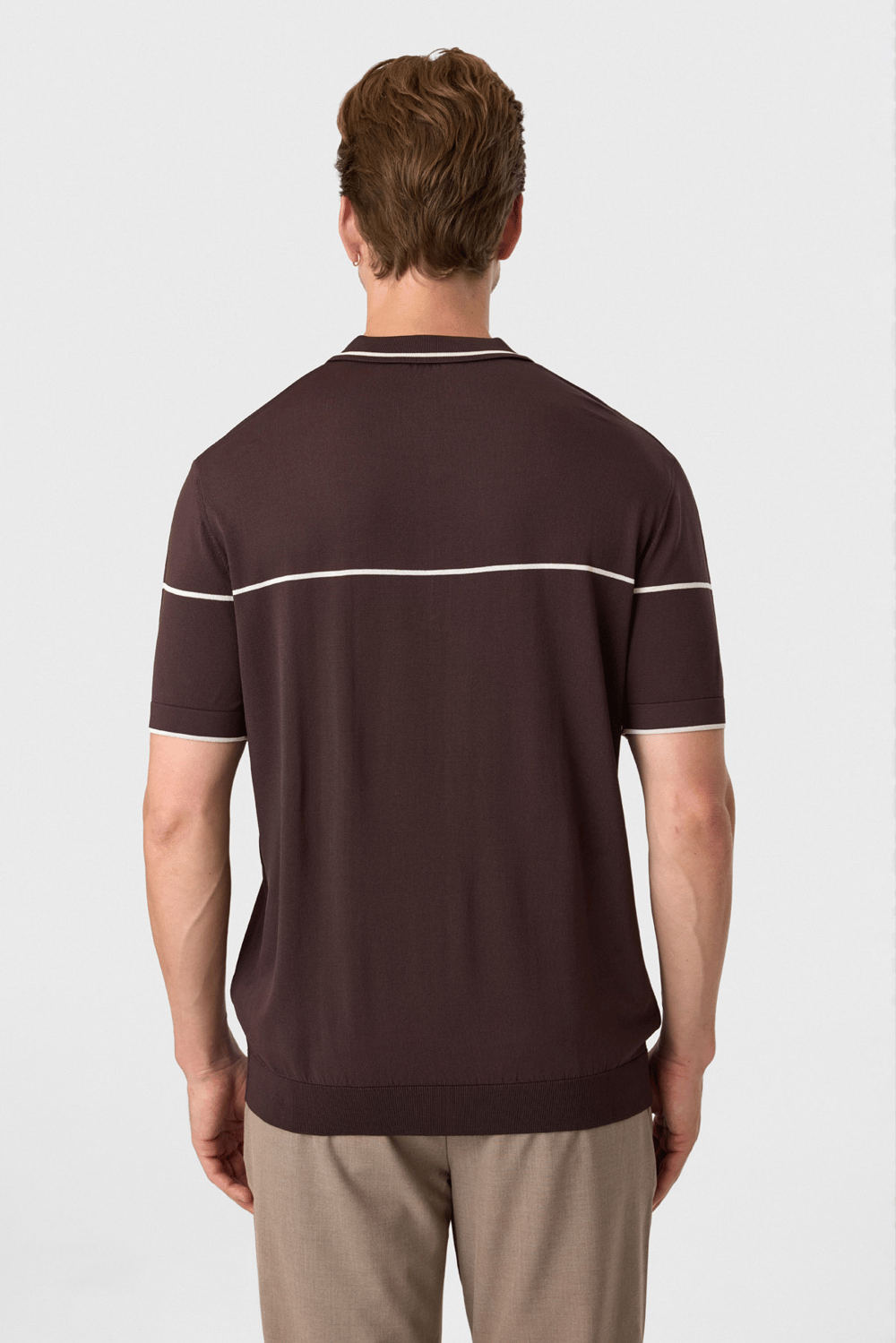 Kahve Regular Fit Fermuarlı Polo Yaka Triko Tişört