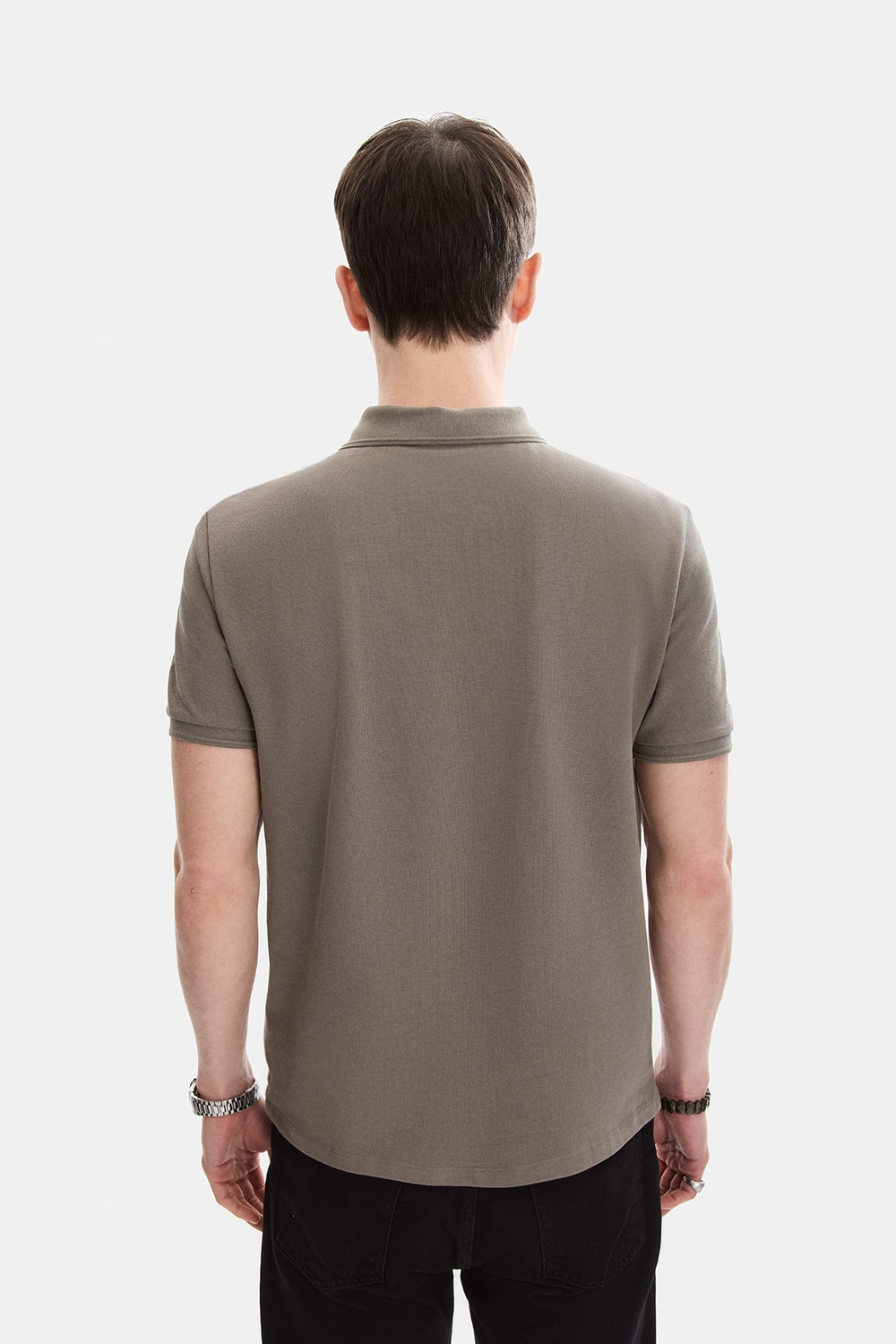 Koyu Vizon Regular Fit Polo Yaka Örme Tişört