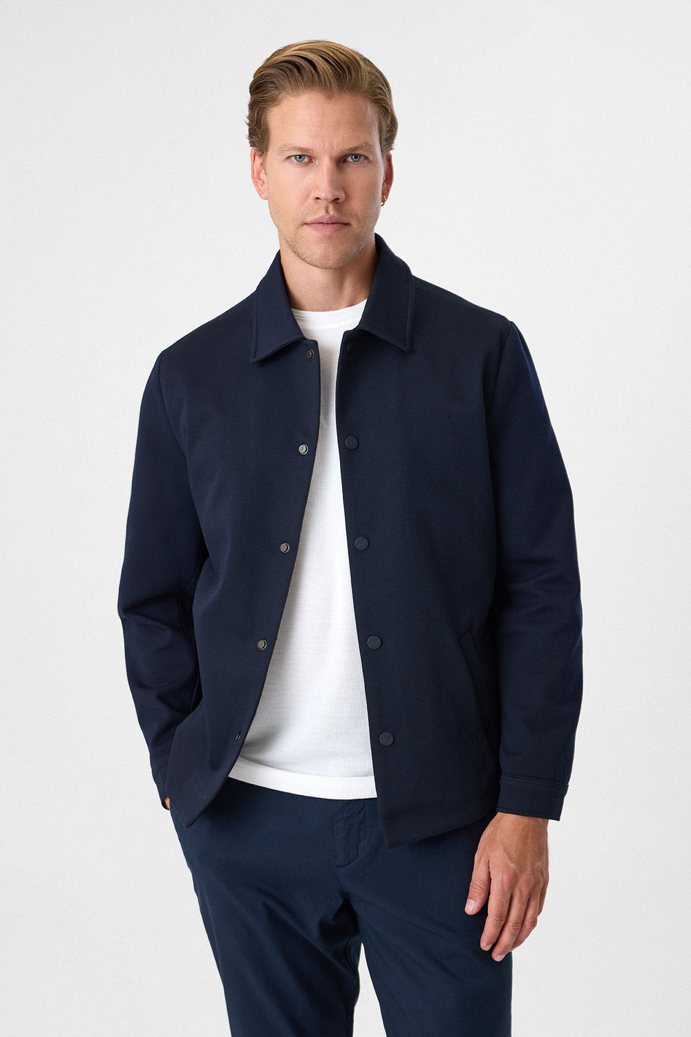 Lacivert Regular Fit Diagonel Örme Mont