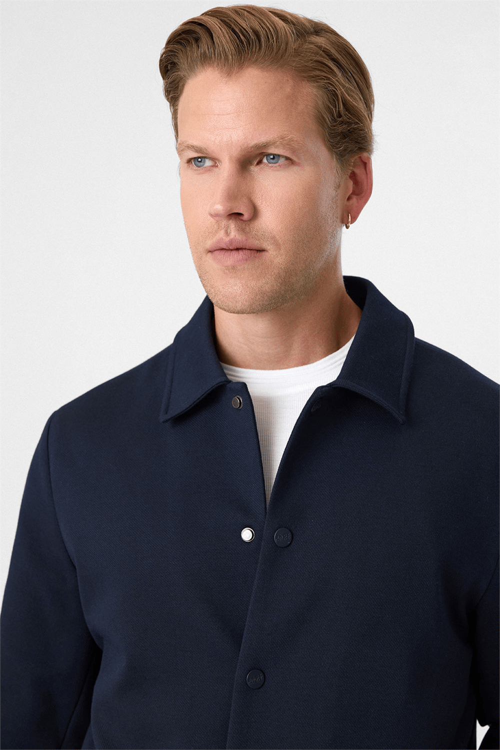 Lacivert Regular Fit Diagonel Örme Mont