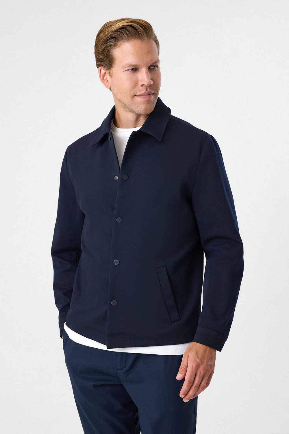 Lacivert Regular Fit Diagonel Örme Mont