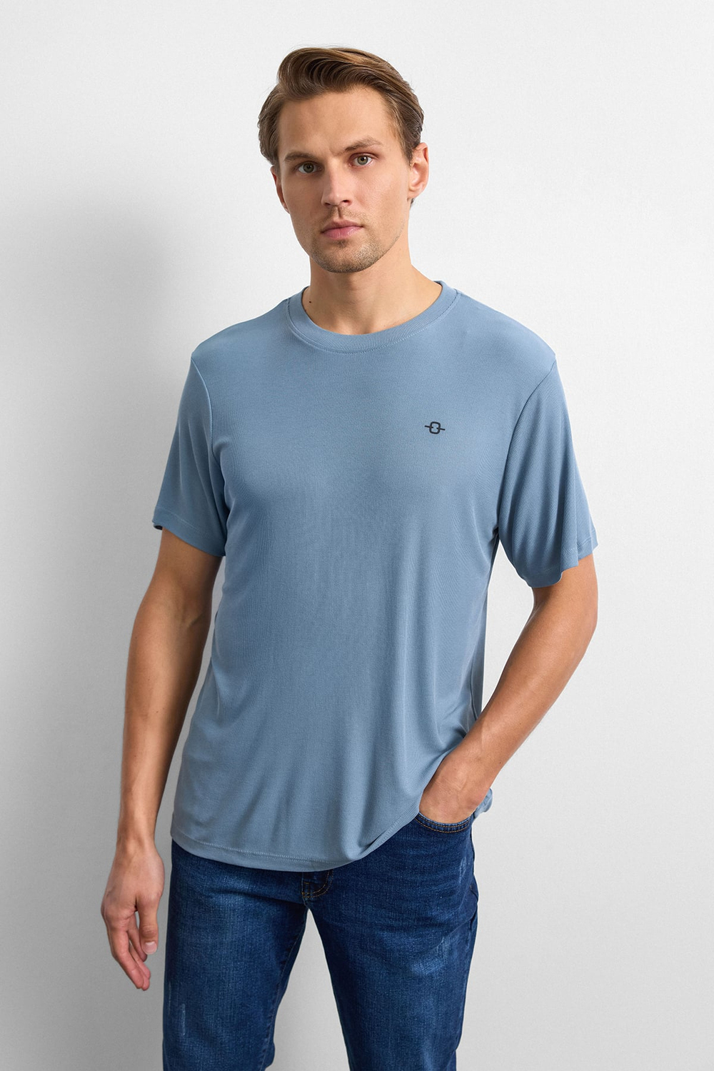 Mavi Regular Fit Bisiklet Yaka Tişört