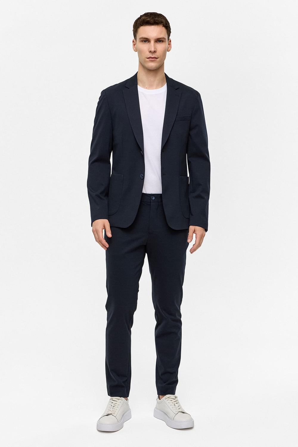 Lacivert Slim Fit Mono Yaka Ceket