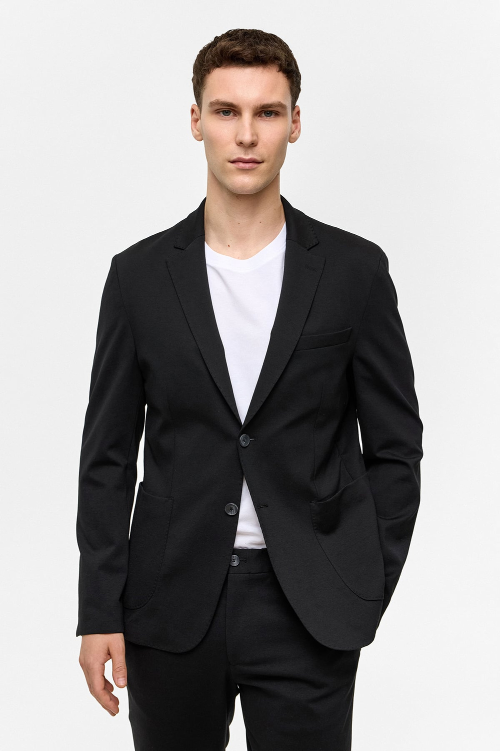 Siyah Slim Fit Mono Yaka Ceket