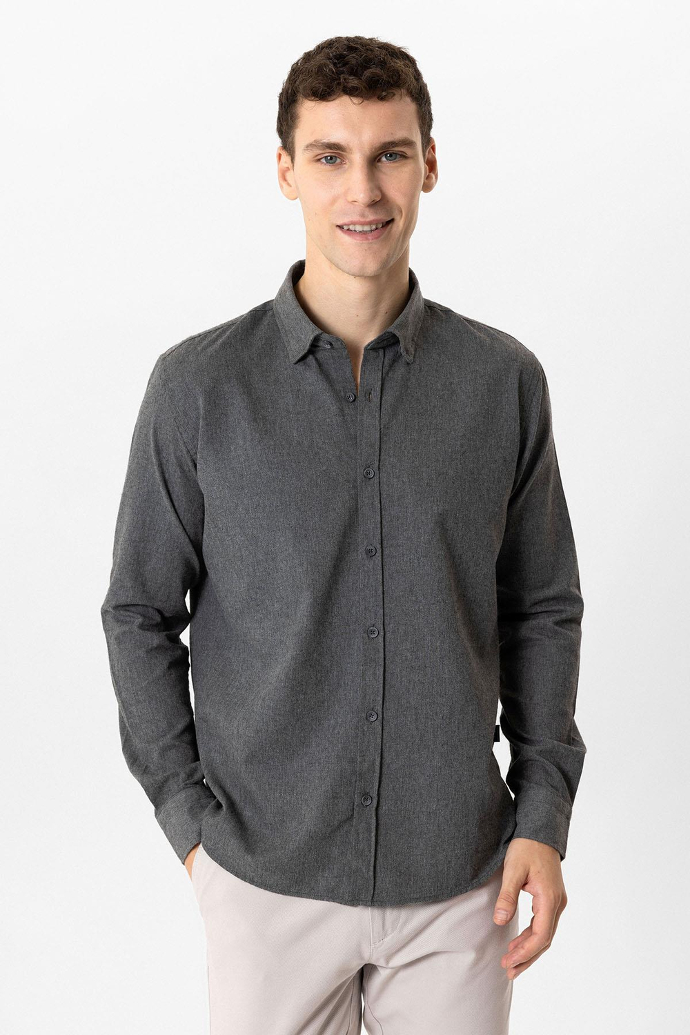 Koyu Gri Slim Fit Gömlek