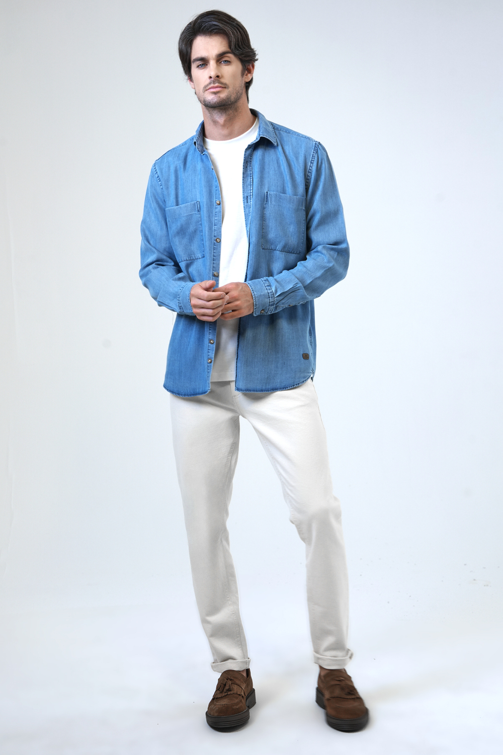 Mavi Regular Fit Cepli Denim Gömlek