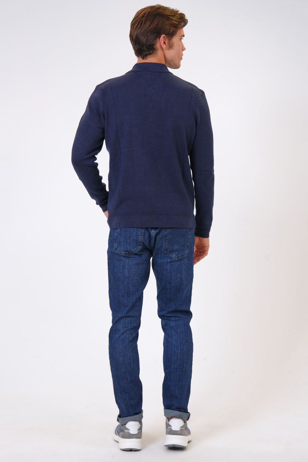 Lacivert Regular Fit Polo Yaka Cepli Triko