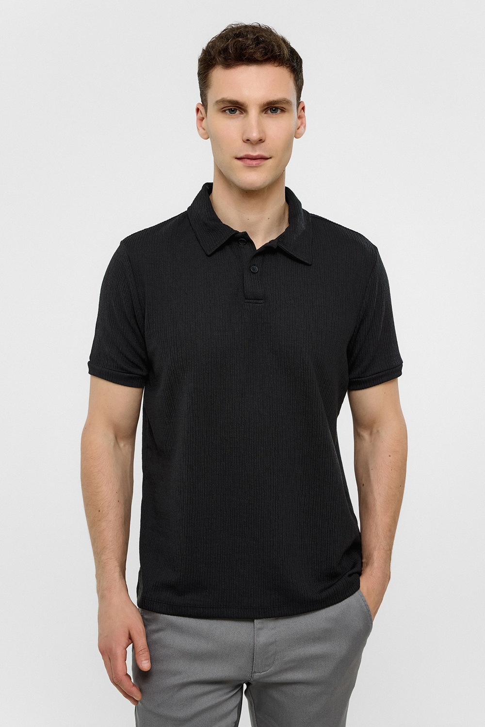 Siyah Polo Yaka Regular Fit Tişört