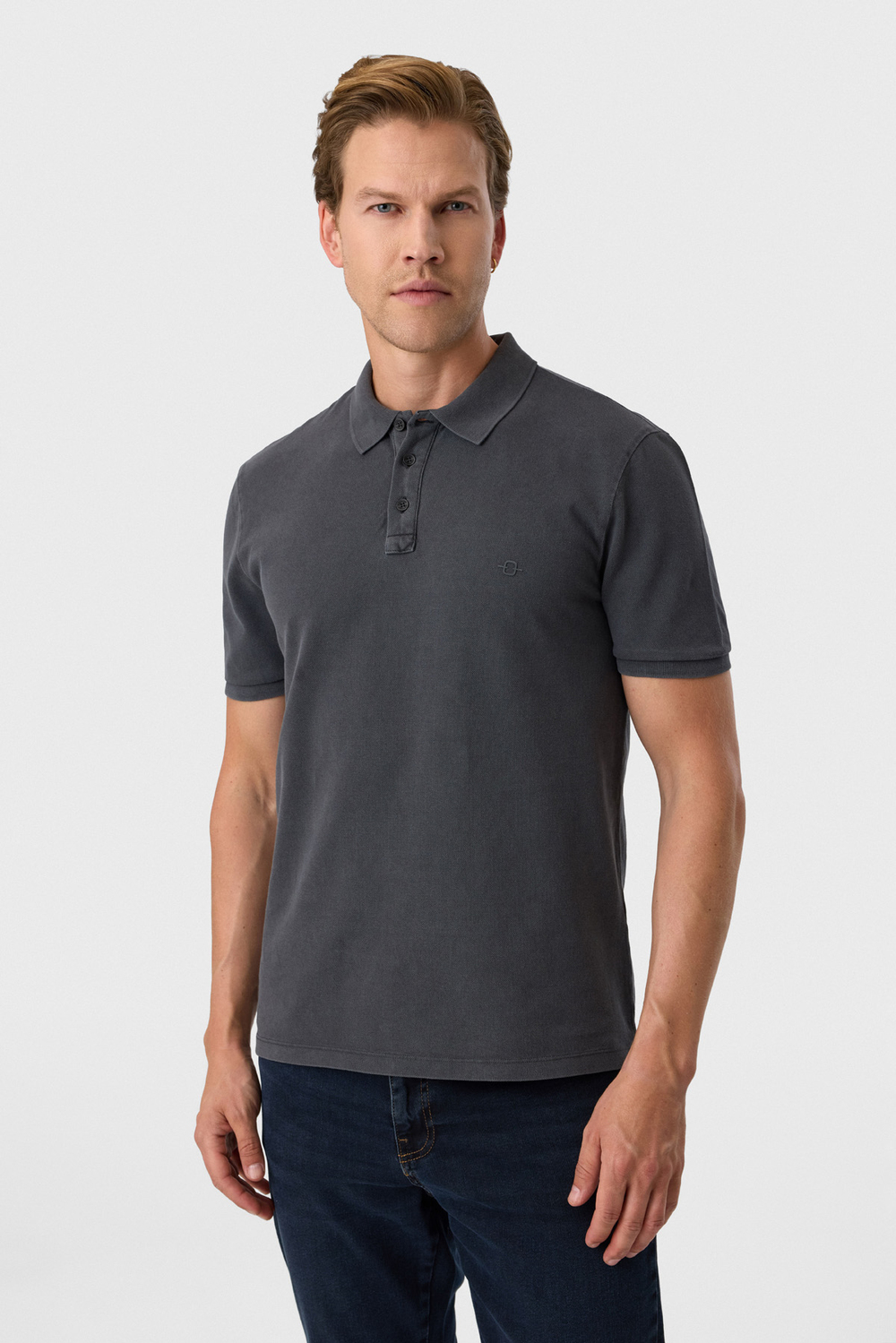 Regular Fit Antrasit Polo Yaka Tişört
